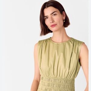 Whistles Olive Green Smocked-Waist Sleeveless Tank
